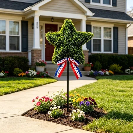 BiFandian July of 4 Star-Shaped Artificial Topiary Plants, Patriotic Topiary Trees Ground Stake for Outdoor Decor, Garden Green Plant Landscape Decorations for Independence Day Memorial Day | Walmart (US)
