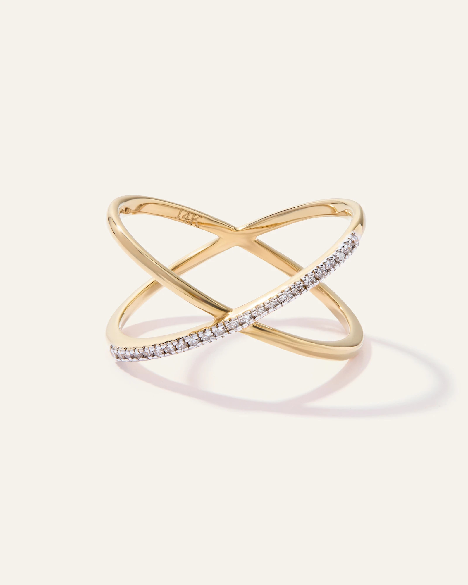 Quince | Women's 14K Gold Diamond Pave Crossover Ring in Yellow Gold, Size 6.5 | Quince