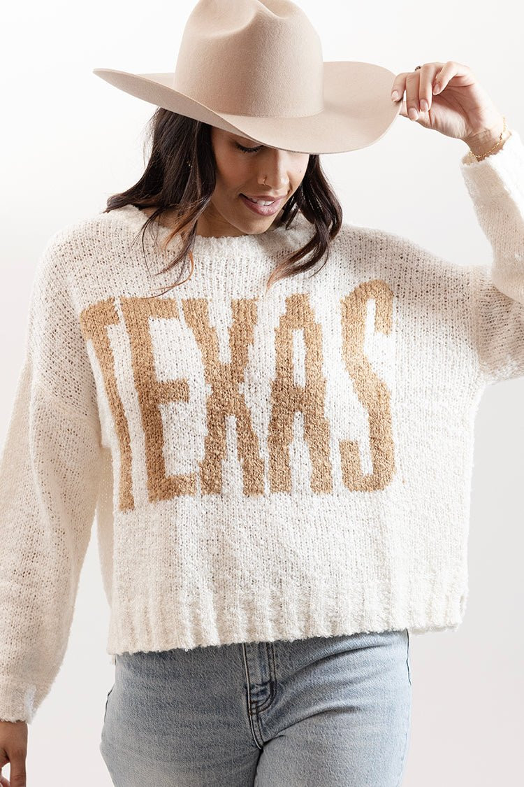 Ivory Texas Chunky Knit Long Sleeve Sweater | Flea Style
