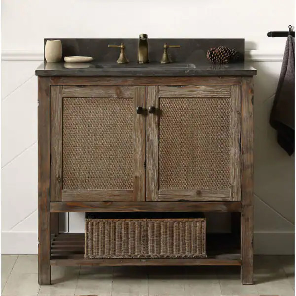 36 in. Vanity in Brown with Moon Stone Top | Bed Bath & Beyond