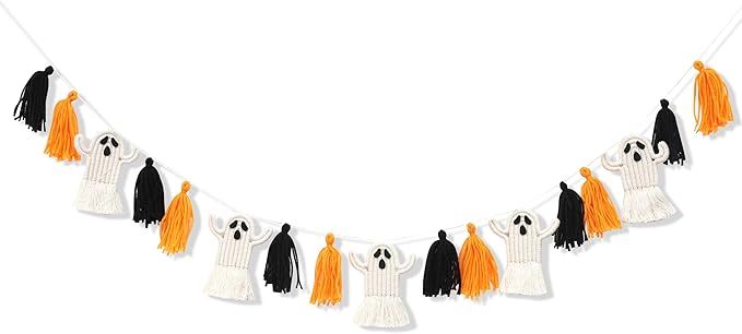 Halloween Ghosts Garland - Macrame Halloween Decor, Halloween Party Decor, Halloween Ghosts Hangi... | Amazon (US)