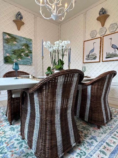 Coastal dining room - we brought our outdoor table inside for staging. It has several leaves you can use to lengthen it. Great white outdoor table for up to 12!

#LTKHome #LTKSaleAlert