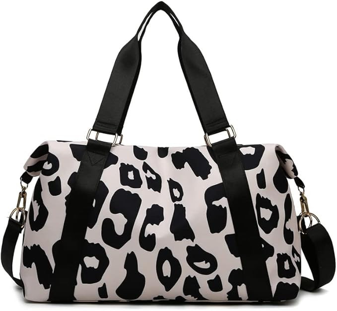 Leopard Print Travel Duffel withTrolley Sleeve, 20L Gym Bag with Wet Pocket, Carry On Luggage Ove... | Amazon (UK)