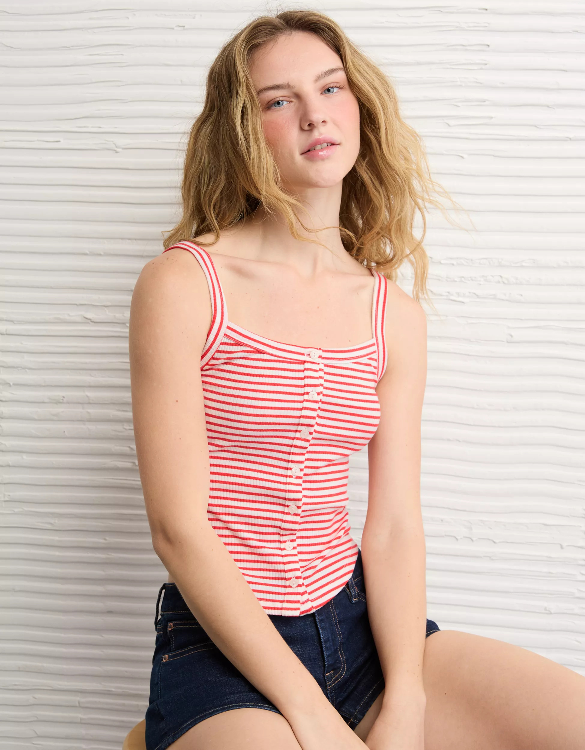 AE Button-Up Tank Top | American Eagle Outfitters (US & CA)