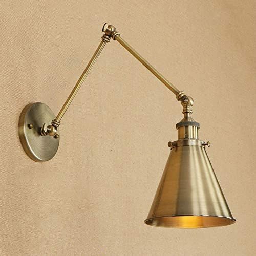 Adjustable Brass Finish 1 Light Wall Sconce - LITFAD 7" Industrial Swing Arm Wall Lamp Mounted Li... | Amazon (US)