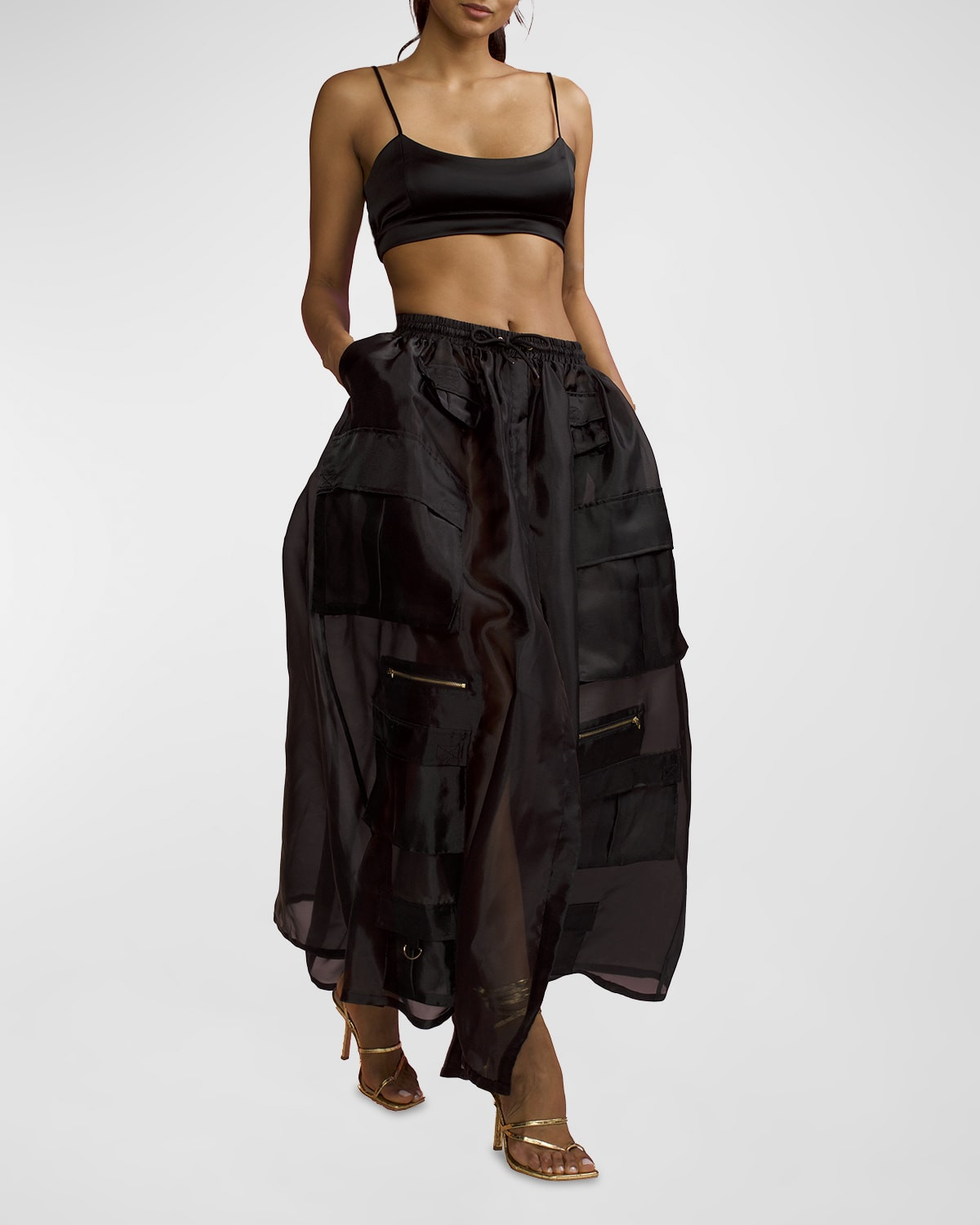 Sheer Organza Cargo Skirt | Neiman Marcus