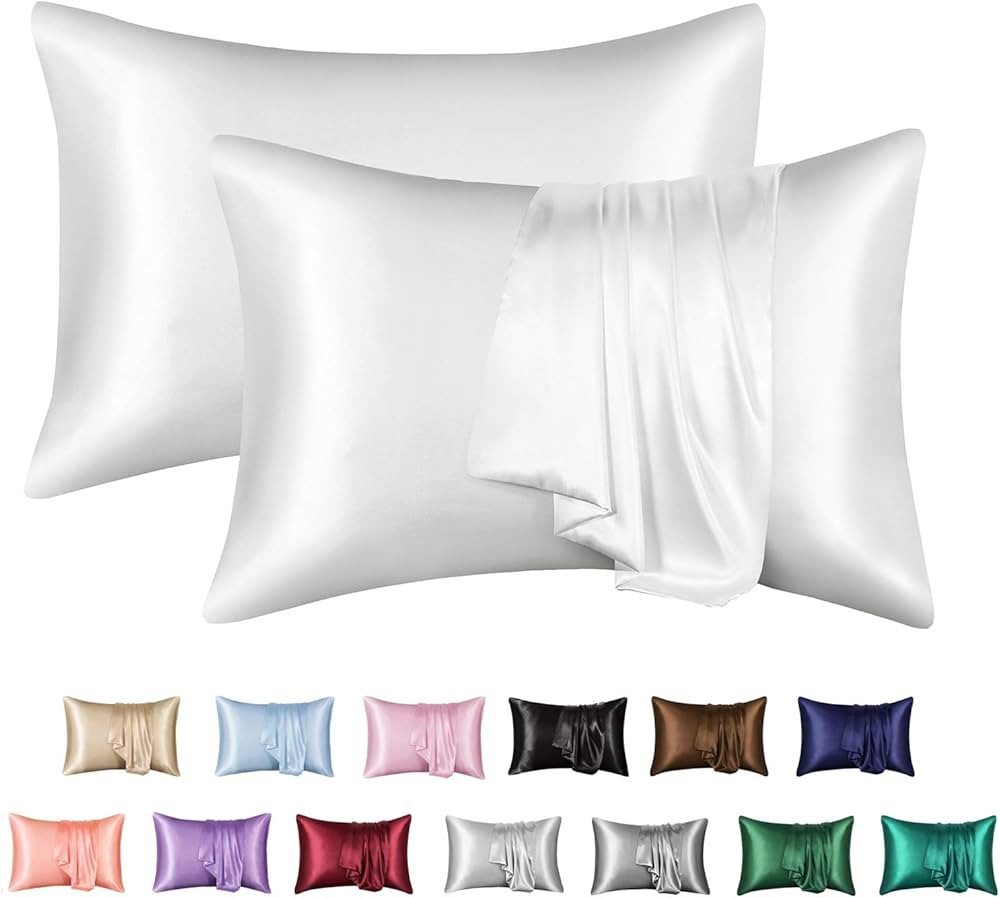 MR&HM Satin Pillowcase for Hair and Skin, Silk Satin Pillowcase 2 Pack, Queen Size Pillow Cases S... | Amazon (US)