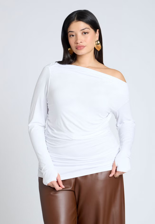 One Shoulder Tee With Ruching | Eloquii