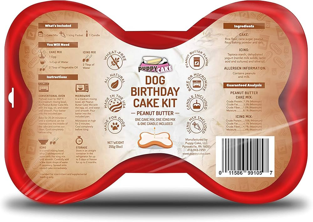 Puppy Cake Dog Birthday Cake Kit- Cake Mix, Icing Mix, Candle and Silicone Pan (Peanut Butter) Ma... | Amazon (US)