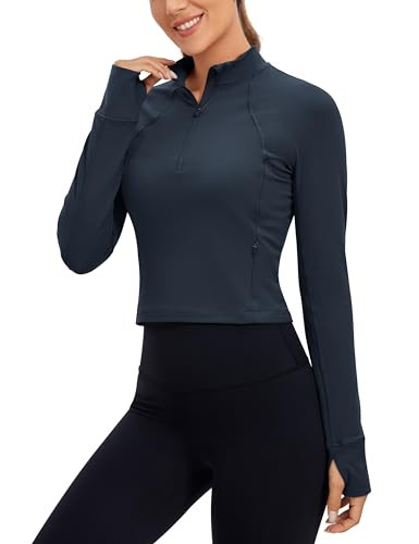 CRZ YOGA Women's Butterluxe Long Sleeve Workout Shirts Half Quarter Zip Sweatshirt Athletic Crop ... | Amazon (US)