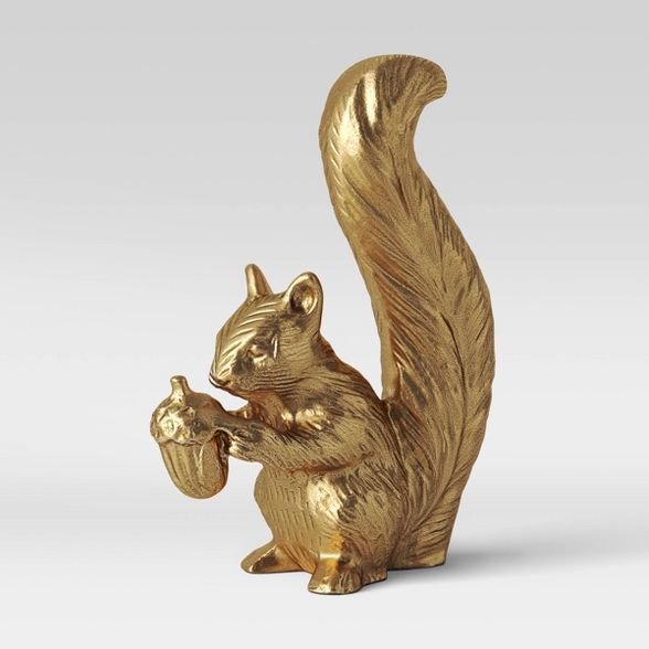 6.2" x 4.6" Standing Harvest Squirrel Figurine Gold - Threshold™ | Target