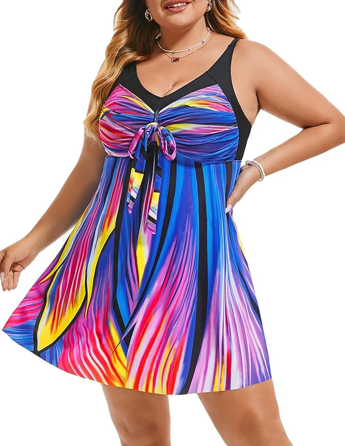 Hanna Nikole Women's Two Piece Swim Dress, Plus Size Tankini Swimsuit, Modest Tummy Control Swimw... | Amazon (US)