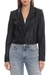 Faux Leather Cropped Blazer | Avec Les Files