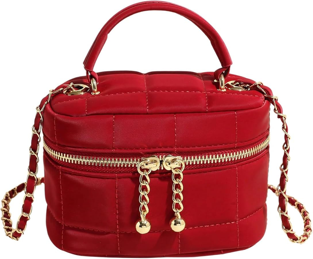 QWINEE Women's Silver Top Handle Crossbody Bag Small Crocodile Embossed Satchel Bag Mini Bucket H... | Amazon (US)