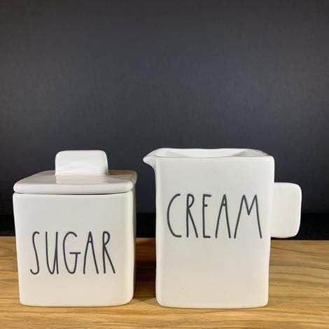 Rae Dunn SUGAR Jar & Creamer Set of 2 - square - ceramic - dishwasher safe! - very rare! | Amazon (US)