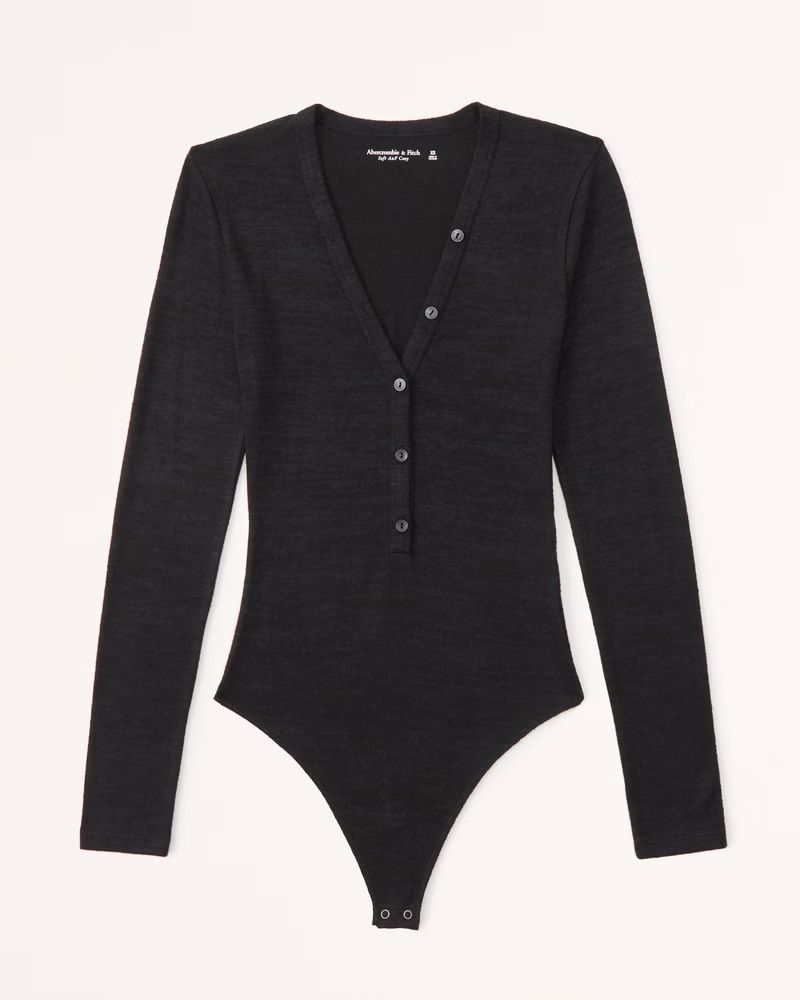 Long-Sleeve Cozy Henley Bodysuit | Abercrombie & Fitch (US)