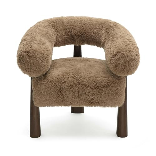 First of a Kind Accent Chair in Taupe Faux Shearling | Amazon (US)