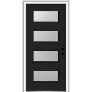 36 in. x 80 in. Celeste Left-Hand Inswing 4-Lite Frosted Glass Painted Steel Prehung Front Door o... | The Home Depot
