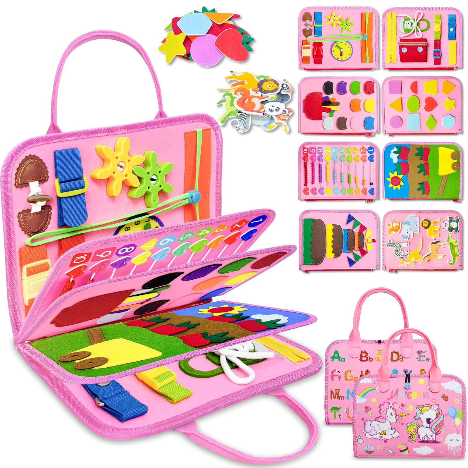 Exorany Busy Board Montessori Toys for Toddler Girl Birthday Gifts, Busy Book Sensory Learning To... | Amazon (US)