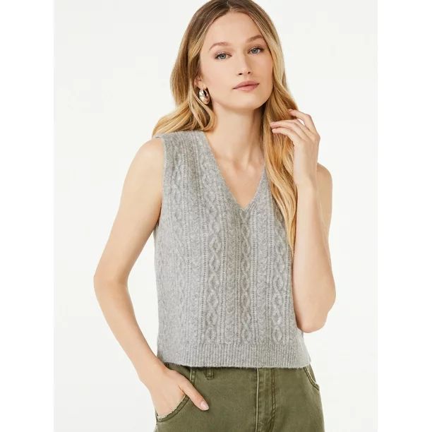 Scoop Women's Cable Knit Sweater Vest - Walmart.com | Walmart (US)