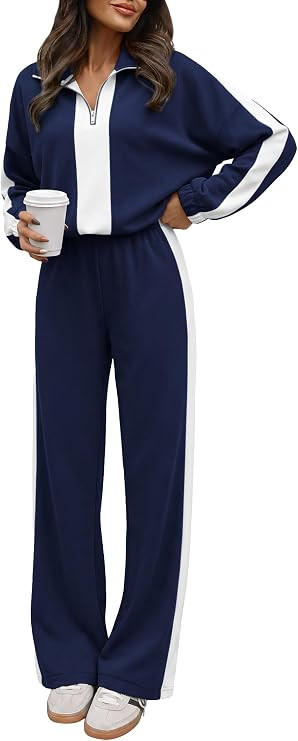 ANRABESS Women's 2 Piece Lounge Set Color Block Tracksuit Sweatsuit | Amazon (US)
