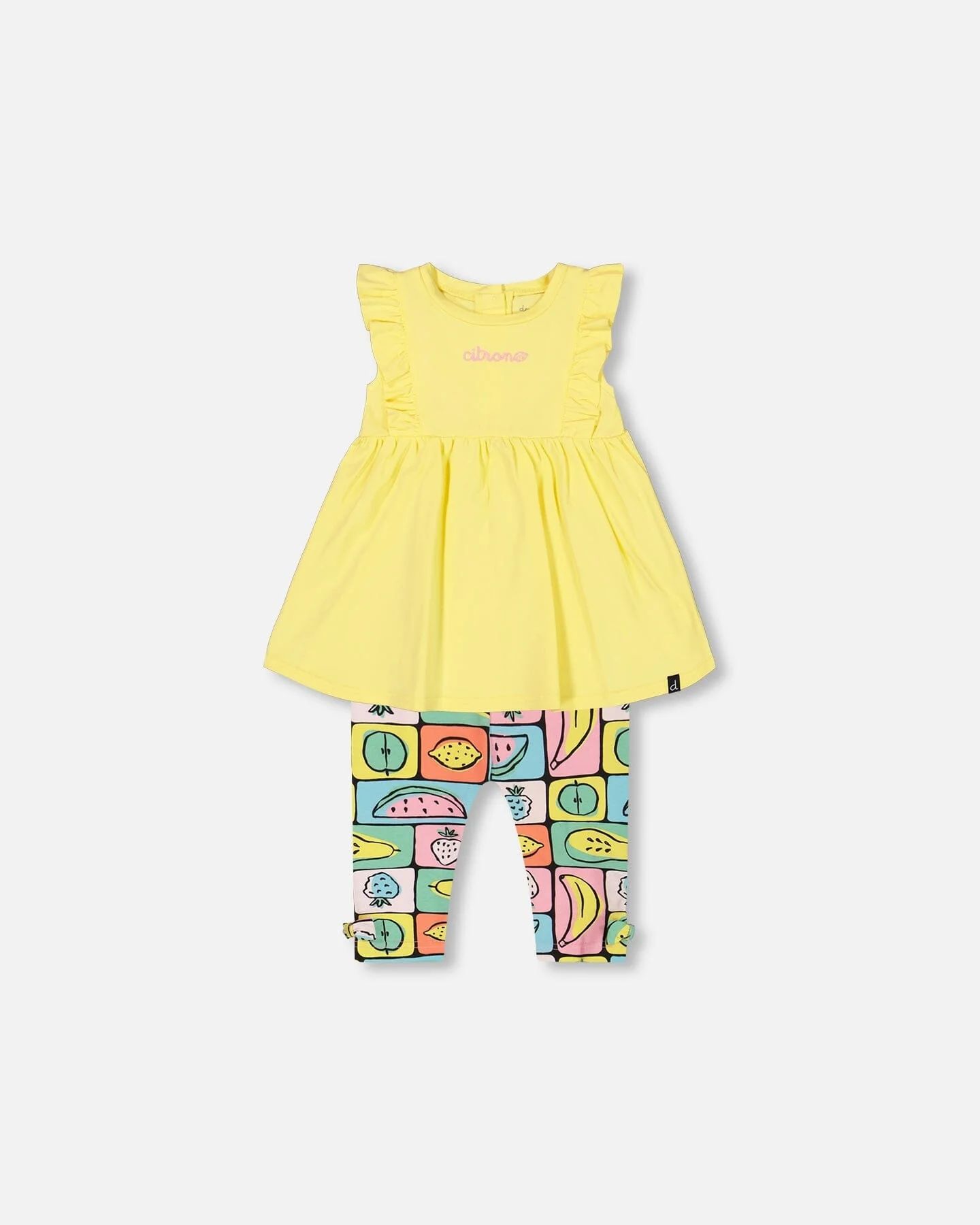 Organic Cotton Tunic And Capri Set Popcorn Yellow | Deux par Deux Childrens Designer Clothing
