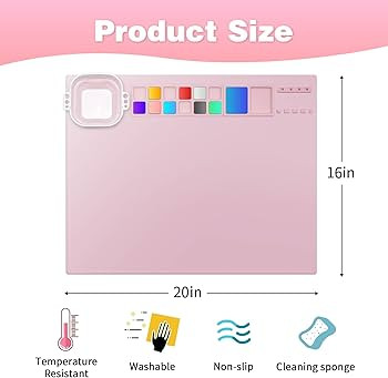 Pradory Silicone Art Mat,20"x16" Large Silicone Crafting Mat for Kids,Non-Stick Silicone Artist M... | Amazon (US)