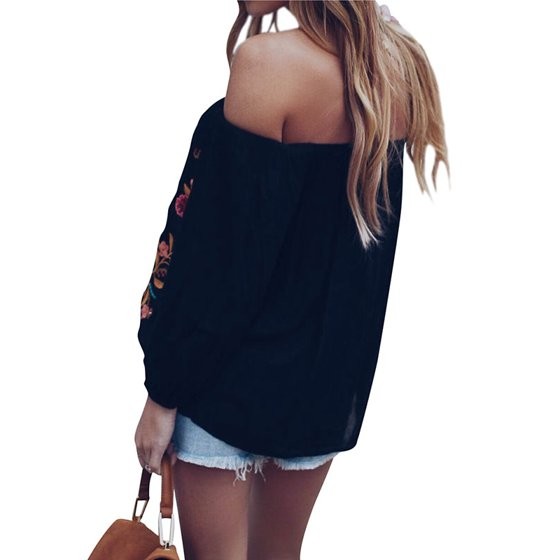 Starvnc Women Off the Shoulder Long Sleeve Floral Shirt Tops | Walmart (US)