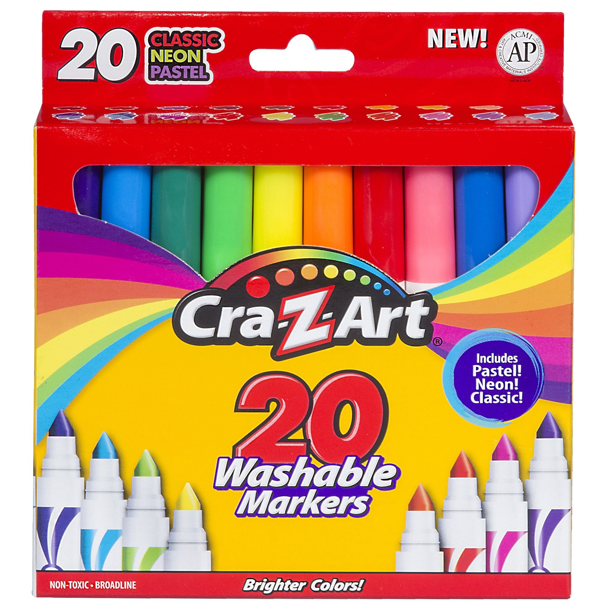 Cra-Z-Art Super Washable Broadline Markers, 20 Count | Walmart (US)