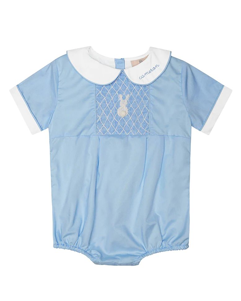 Easter Bunny Smocked Blue Bubble | Smockingbird Kids