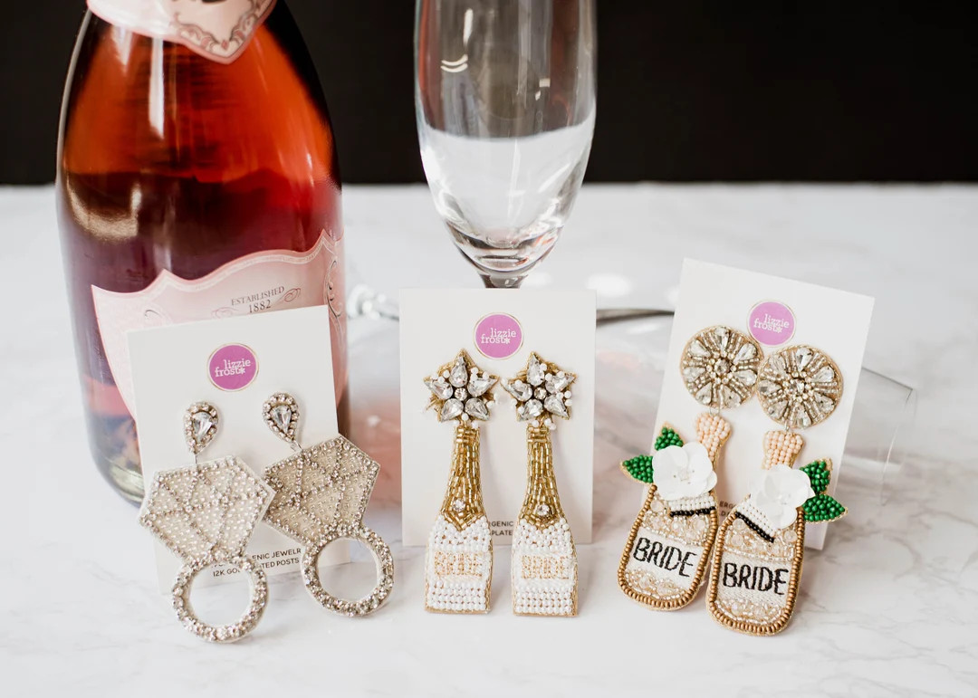 Champagne Bottle Earrings Bride Earrings Beaded Earrings - Etsy Canada | Etsy (CAD)