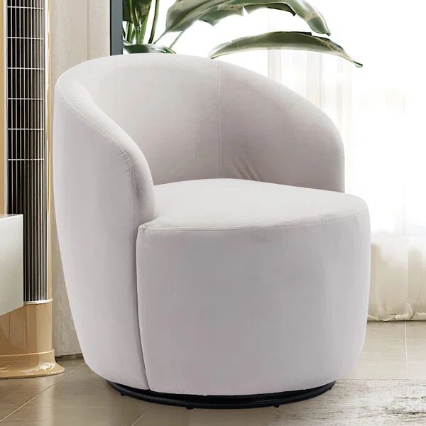 25.6" W Polyester Swivel Barrel Chair | Wayfair North America