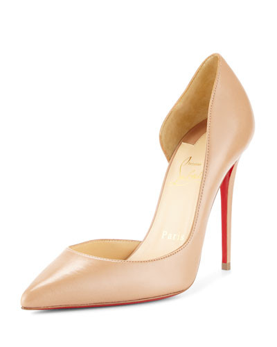 Iriza Half-d'Orsay 100mm Red Sole Pump | Neiman Marcus