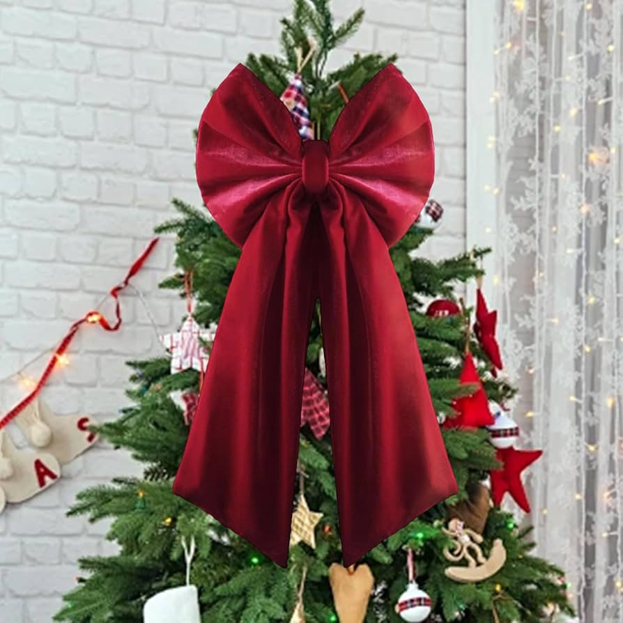 Large Bow Decor Christmas Tree Topper Decoration Big Bows for Room Wall Backdrop 36x18 Inch Ribbo... | Amazon (US)