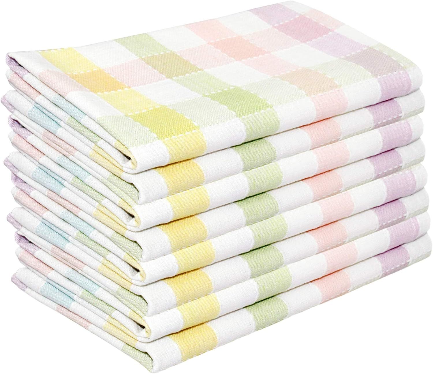 COTTON CRAFT Gingham Buffalo Plaid Check Napkins - Mitered Corners - Spring Easter Bunny Pastel L... | Amazon (US)