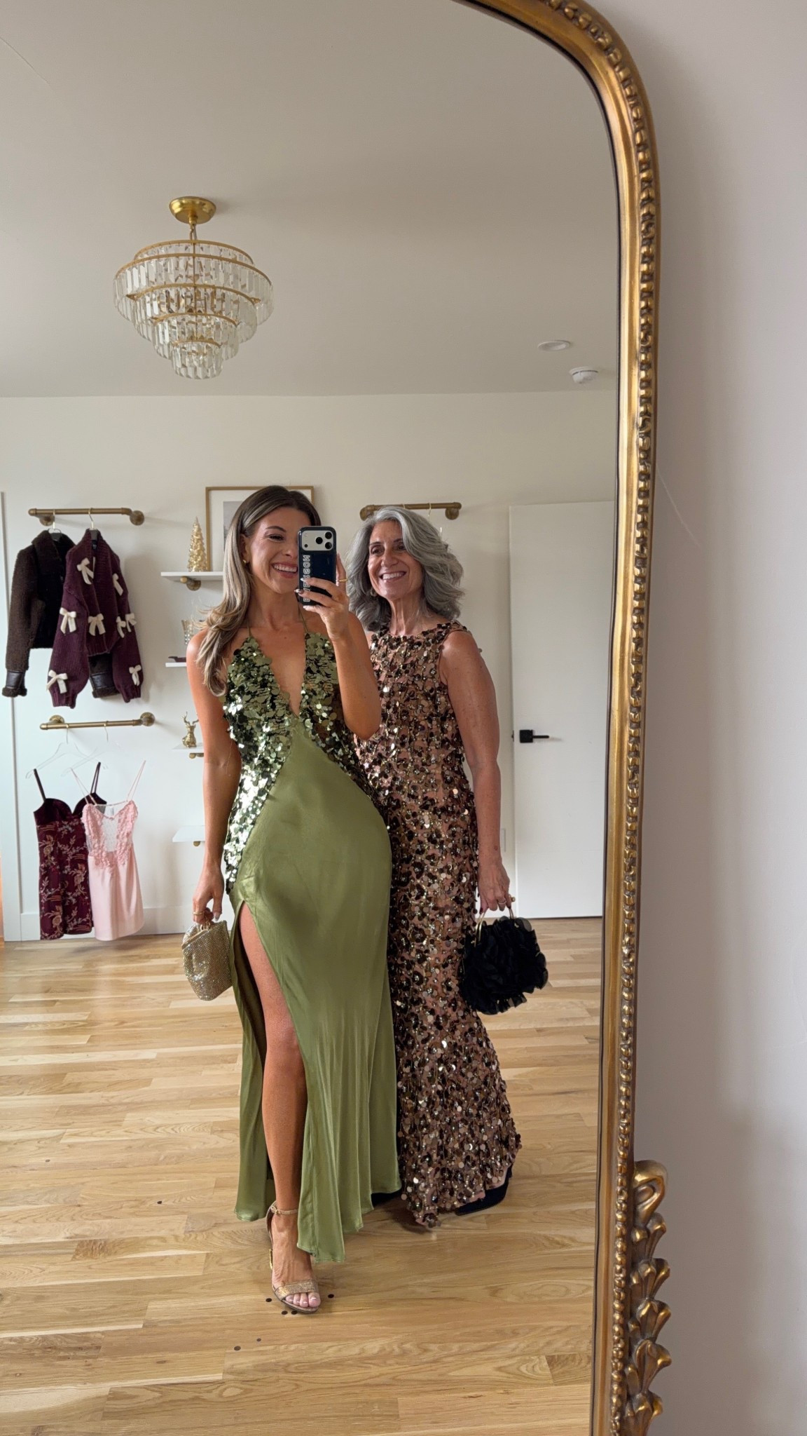 Mom and me wedding guest and formal event dresses for any age green satin sequin and gold sequin dresses 

Saks code: freeship
Vici code: emerson30
Electric picks code: emerson20

Mom wears a medium/6
Sized up to a 4 in Bardot

Wedding guest
Formal event
Black tie
Mother of the bride
Holiday event
Winter party
New years
Special occasion
Sequin

#LTKHoliday #LTKWedding #LTKSeasonal