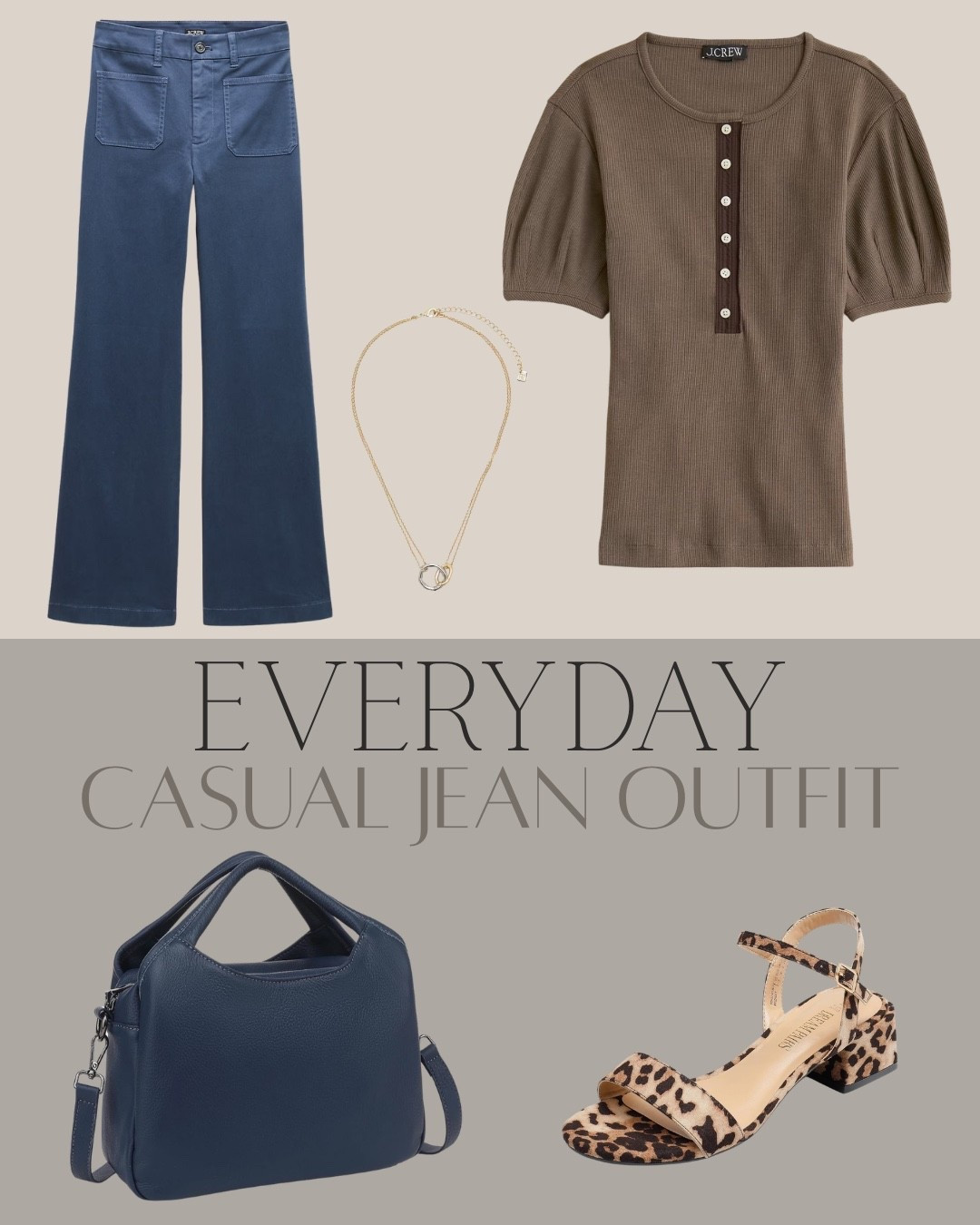 Everyday casual jean outfit with blue wide leg jeans, brown ribbed knit top, leopard block heel sandals and navy crossbody bag.
This is that easy everyday outfit formula that feels simple but still styled, and the leopard shoes add just enough personality to elevate the look.

#LTKStyle
#LTKDenim
#LTKCasual
#LTKShoes
#LTKAccessories

#EverydayOutfit
#CasualStyle
#WideLegJeans
#EffortlessStyle
#SimpleOutfit

#LTKootd