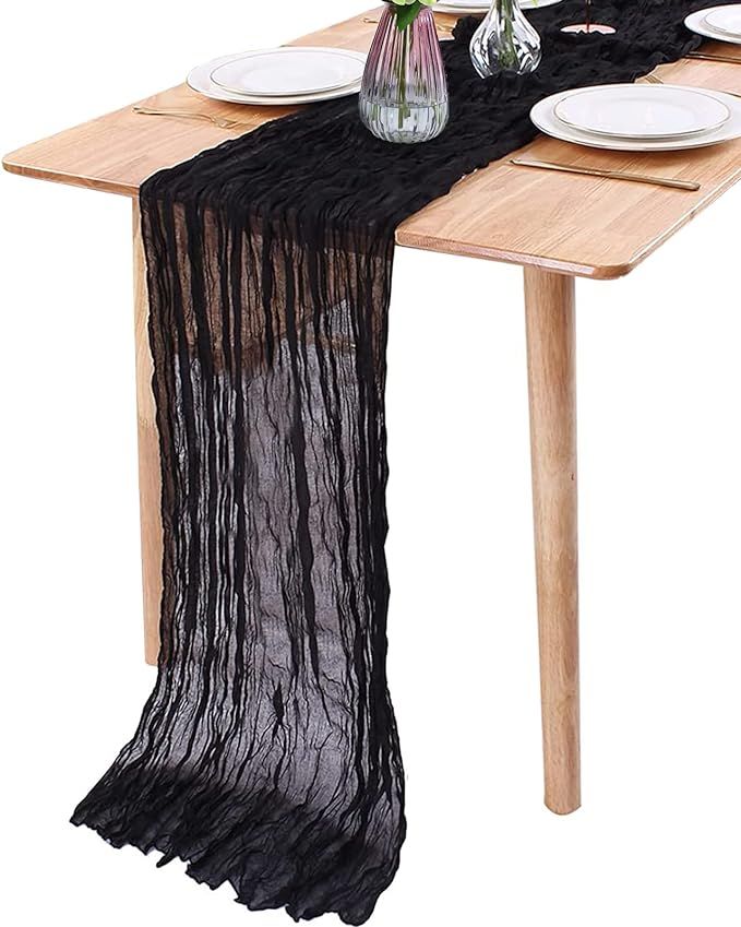 JYFLZQ Black Cheesecloth Table Runner 35 x 120 Inch Gauze Table Runner 10ft Cheese Cloth Wedding ... | Amazon (US)