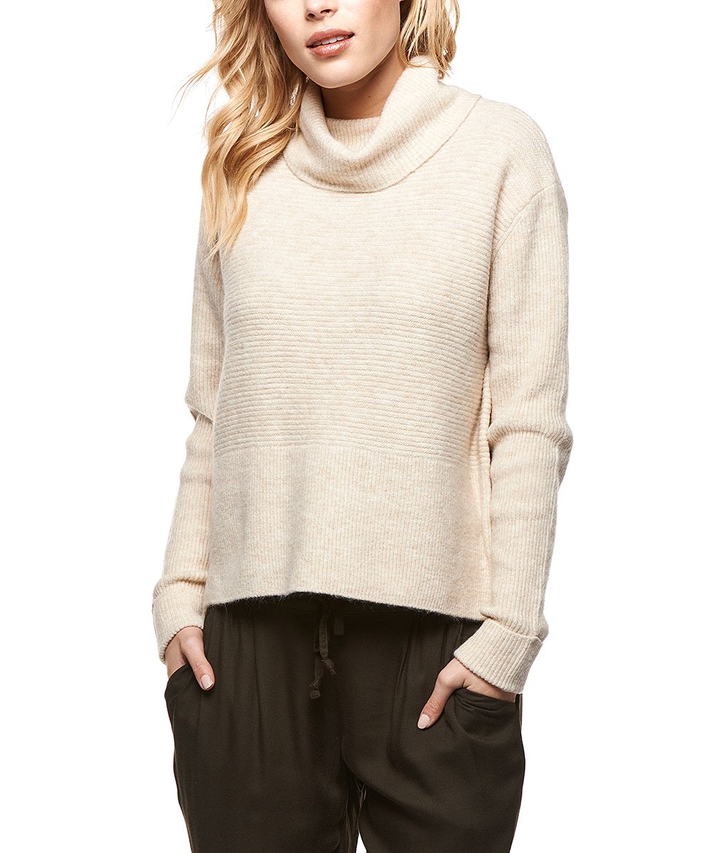 Devoted Women's Pullover Sweaters 11008-CREAM - Cream Heather Rib-Knit Cowl Neck Sweater - Women | Zulily