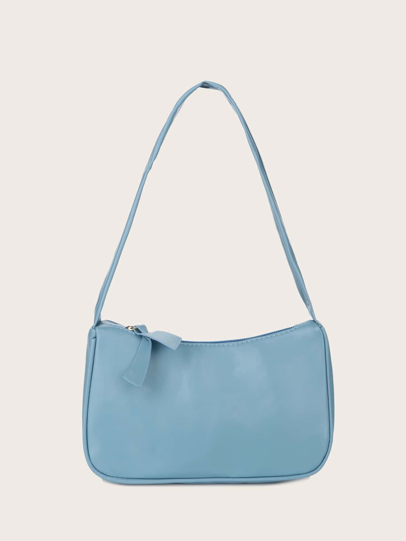 Plain Zipper Shoulder Bag | SHEIN