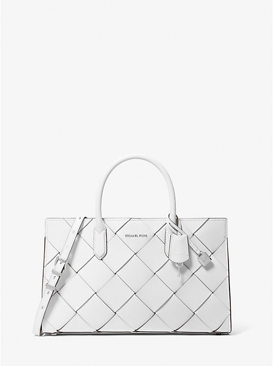 Scarlett Medium Woven Leather Satchel | Michael Kors US