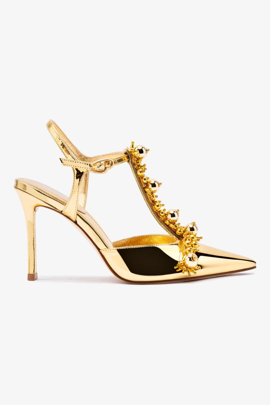 Larroudé x Libertine Pump In Gold Specchio and Golden Balls | Larroude