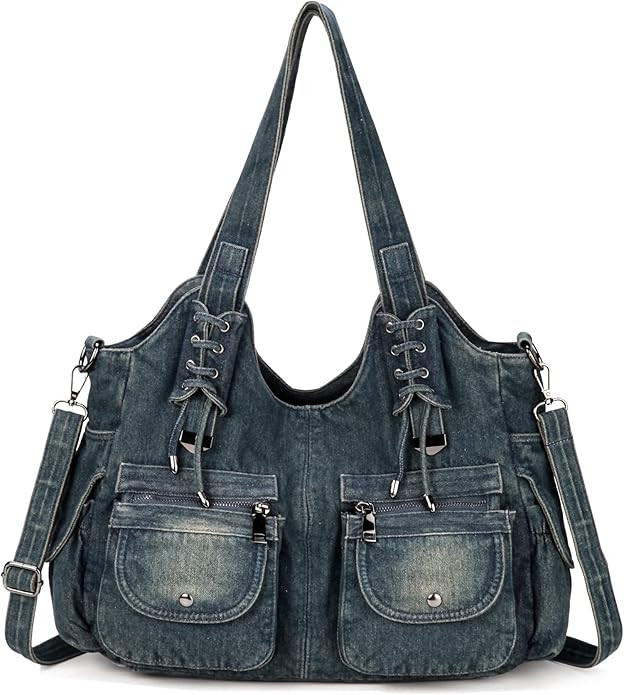 Casual Washed Denim Shoulder Bags Top Handle Lady's Hobo Bags Women Purses And Handbags | Amazon (US)
