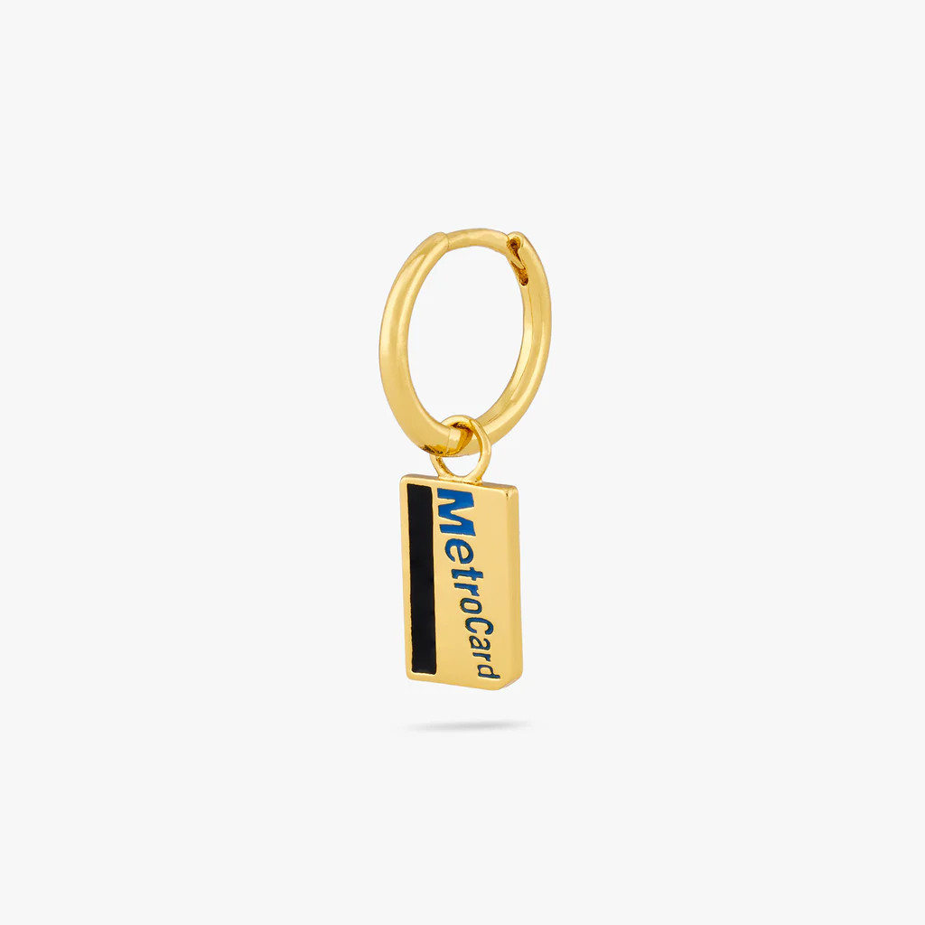 Metro Card Charm Huggie | Studs
