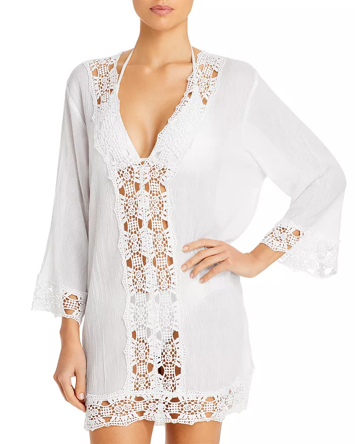 Island Fare Crocheted Lace Trim Tunic Swim Cover-Up | Bloomingdale's (US)