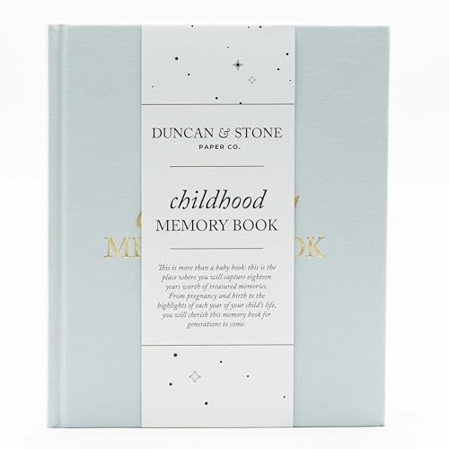 Childhood Memory Book - Elegant Child Memory Book For Kids Till Age 18 W/Guided Prompts, & More - Childhood Memory Journal (175 Pages, Sky Blue) | Amazon (US)