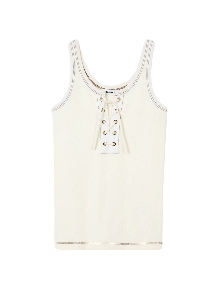 Women's Lace-Up Vest Top - Ecru - Size XS | Saks Fifth Avenue