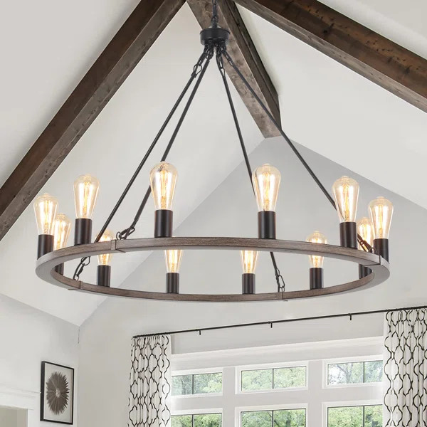 Hatsumi 12 - Light Wagon Wheel Chandelier | Wayfair Professional