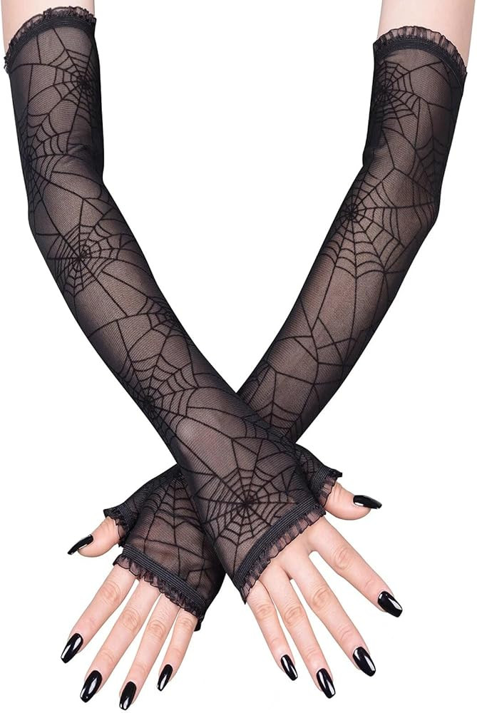 MASIKA Women's Lace Gloves, Halloween Dress Up Fingerless Gloves, Spider Web, Gothic, Role Playin... | Amazon (US)
