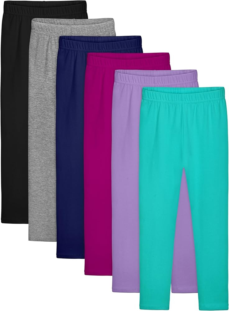 Resinta 6 Pack Girls Cotton Leggings Kids Pull On Leggings Elastic Waistband Stretchy Full Length... | Amazon (US)